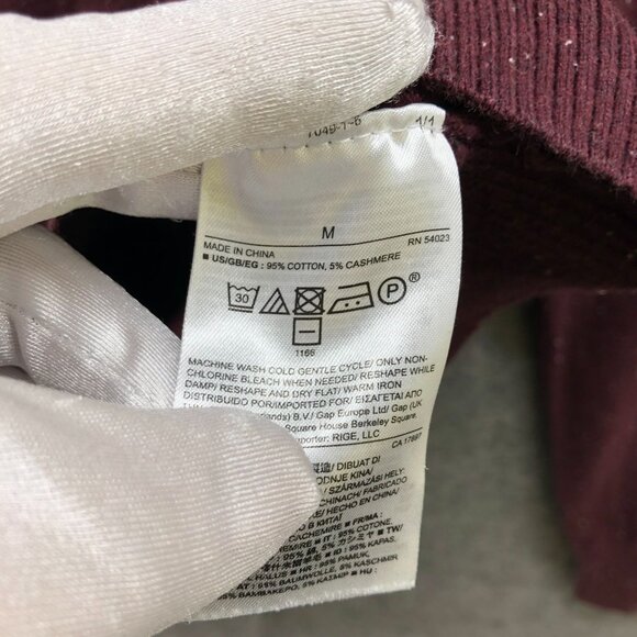 Gap Cotton Cashmere Sweater Mens M Burgundy Speckled Crewneck Pullover Wine - Picture 6 of 8